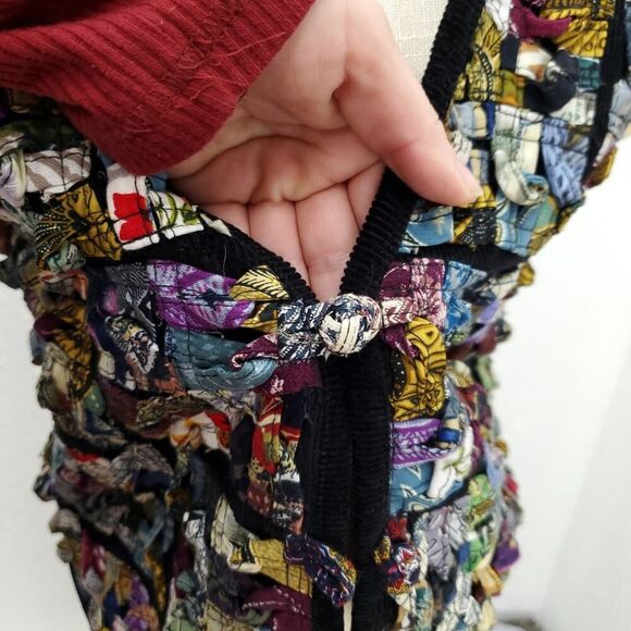 Vintage 70s Funky 90s One Of A Kind Corduroy Textured Knot Patchwork Tuxedo Vest - Picture 3 of 10